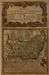 Owen – Bowen, A Map of Suffolk, c1730. Hand coloured. Mounted
